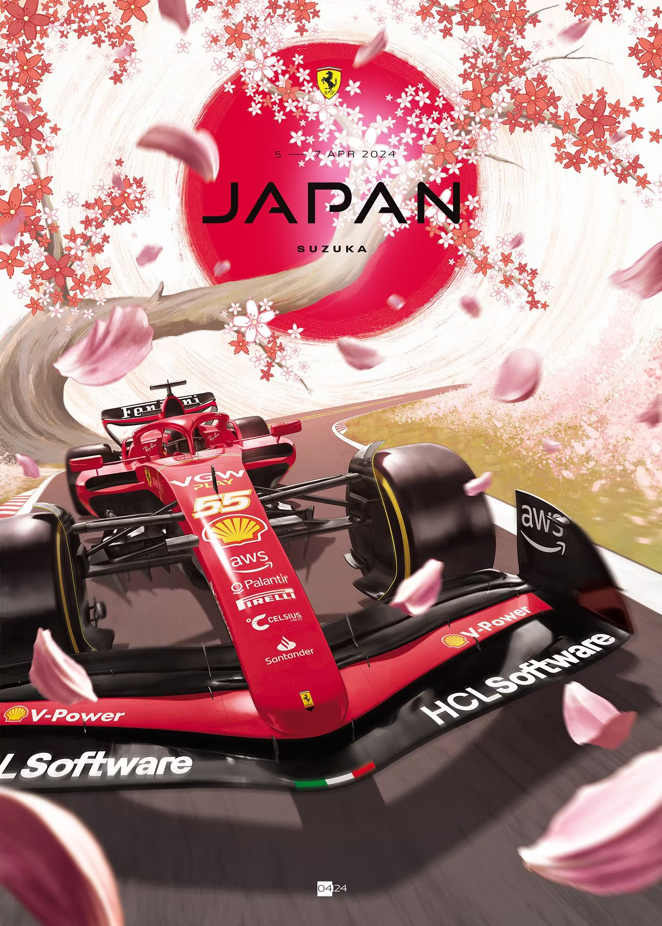 2024 Ferrari F1 RACE 4 Japan grand prix race cover art poster